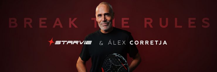 Alex Corretja con una pala STARVIE y el lema Break the rules